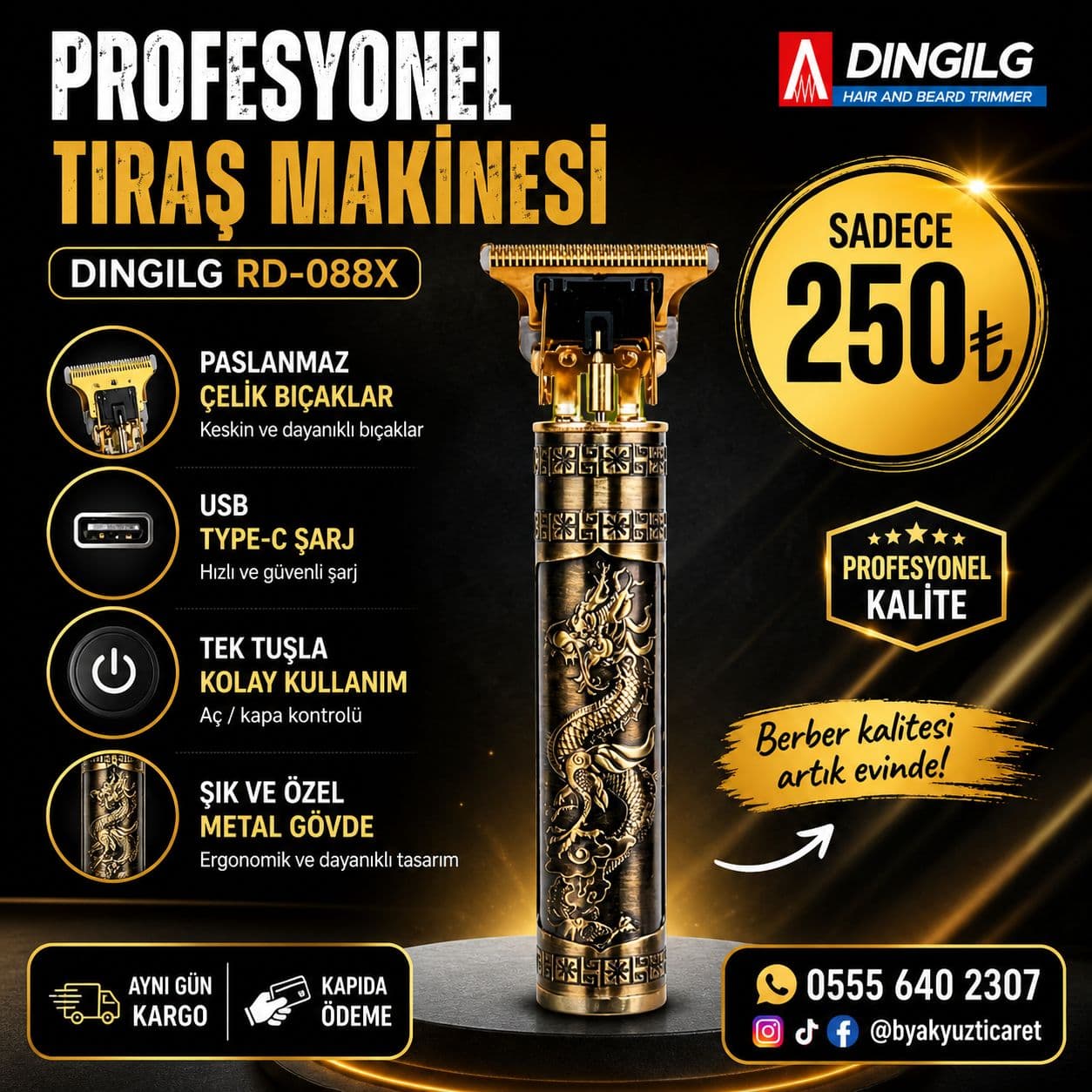 Profesyonel Saç Kesim Makinesi - DINGLING RD-088X