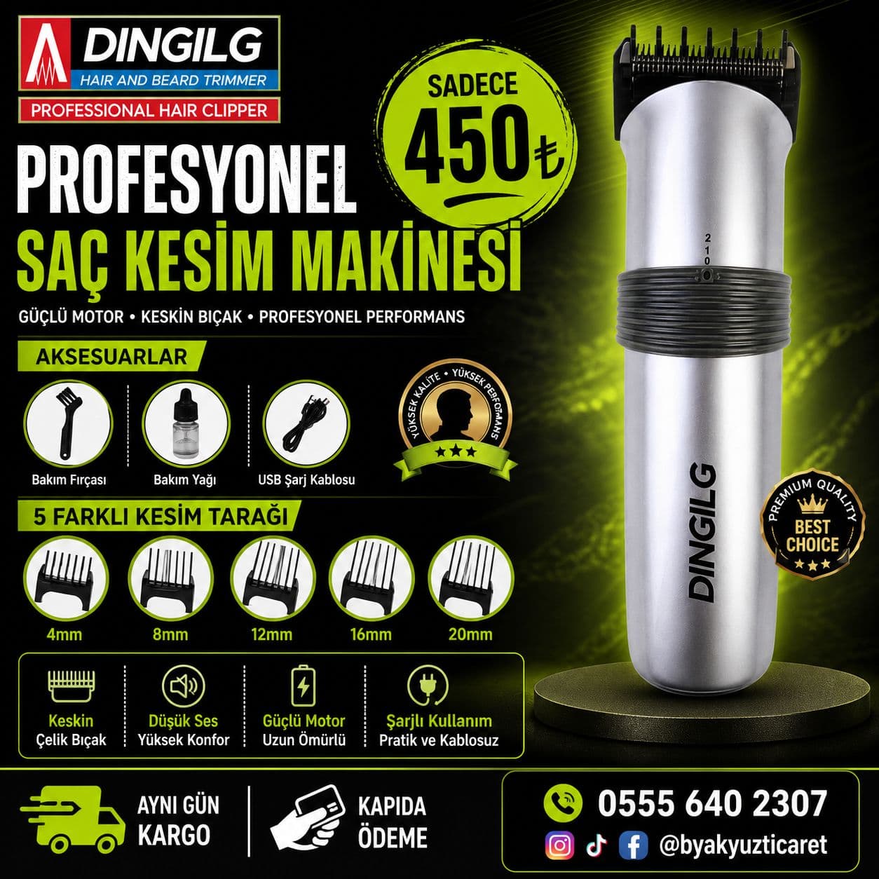 Profesyonel Saç Kesim Makinesi - DINGLING