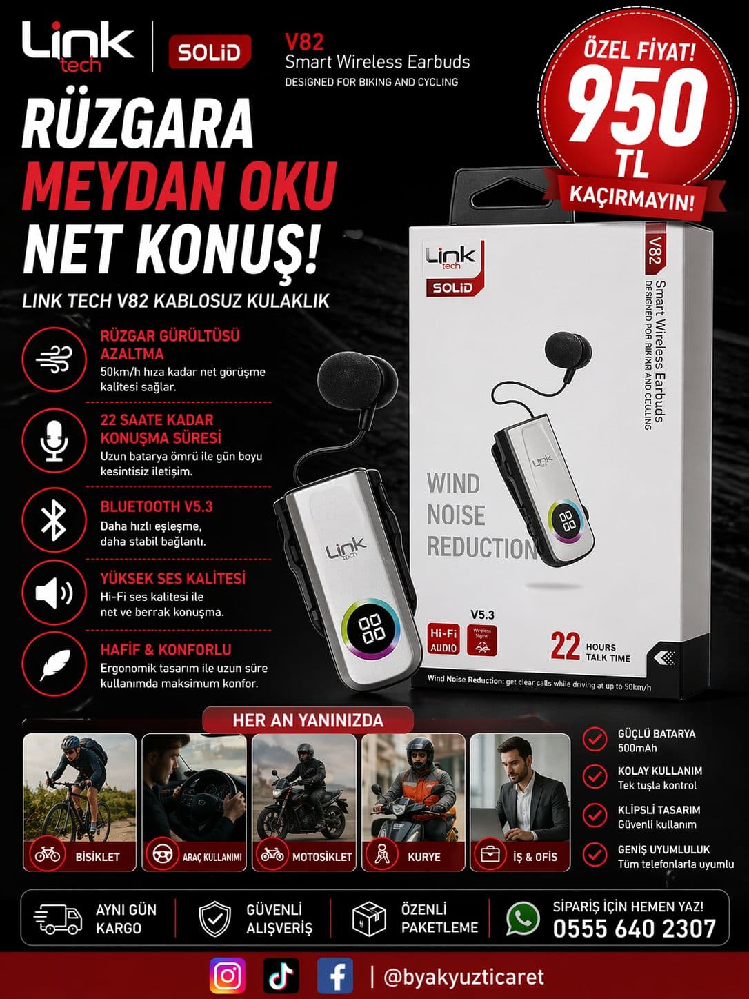 Kablosuz Kulaklık - Link Tech V82